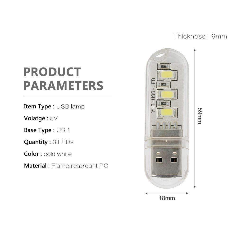 Compact USB LED Nightlight - Bright White Lamp - Luxicro
