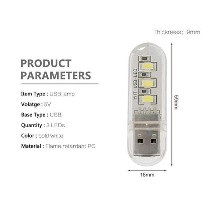 Compact USB LED Nightlight - Bright White Lamp - Luxicro