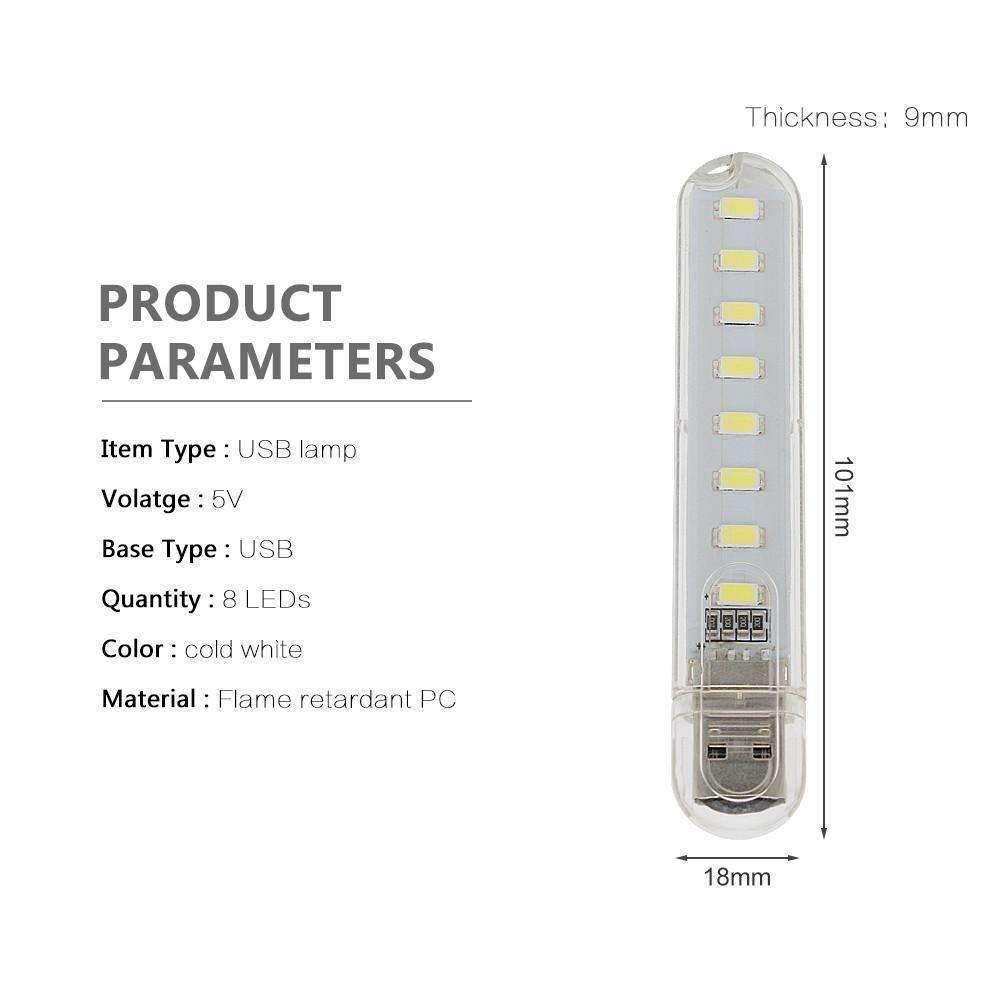Compact USB LED Nightlight - Bright White Lamp