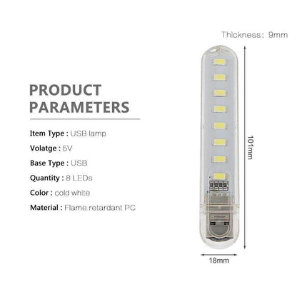 Compact USB LED Nightlight - Bright White Lamp