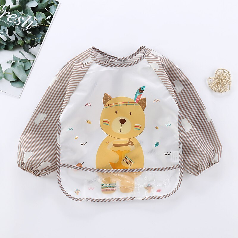 Durable Kids Bib with Long Sleeve Protective Apron