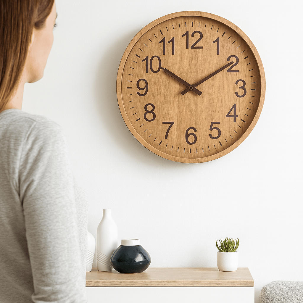 Quiet Rustic Wood Wall Clock with Natural Style - Luxicro