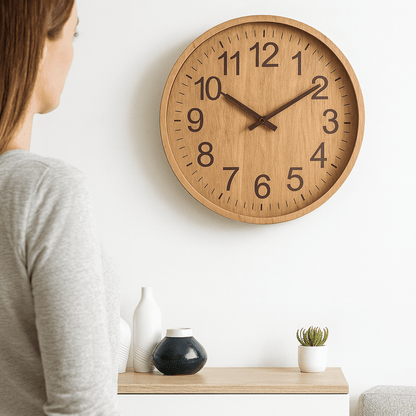 Quiet Rustic Wood Wall Clock with Natural Style - Luxicro