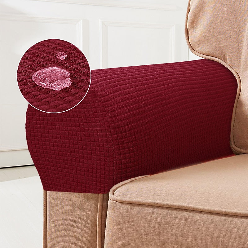 Elastic Armchair Armrest Protectors, Set of 2, Red