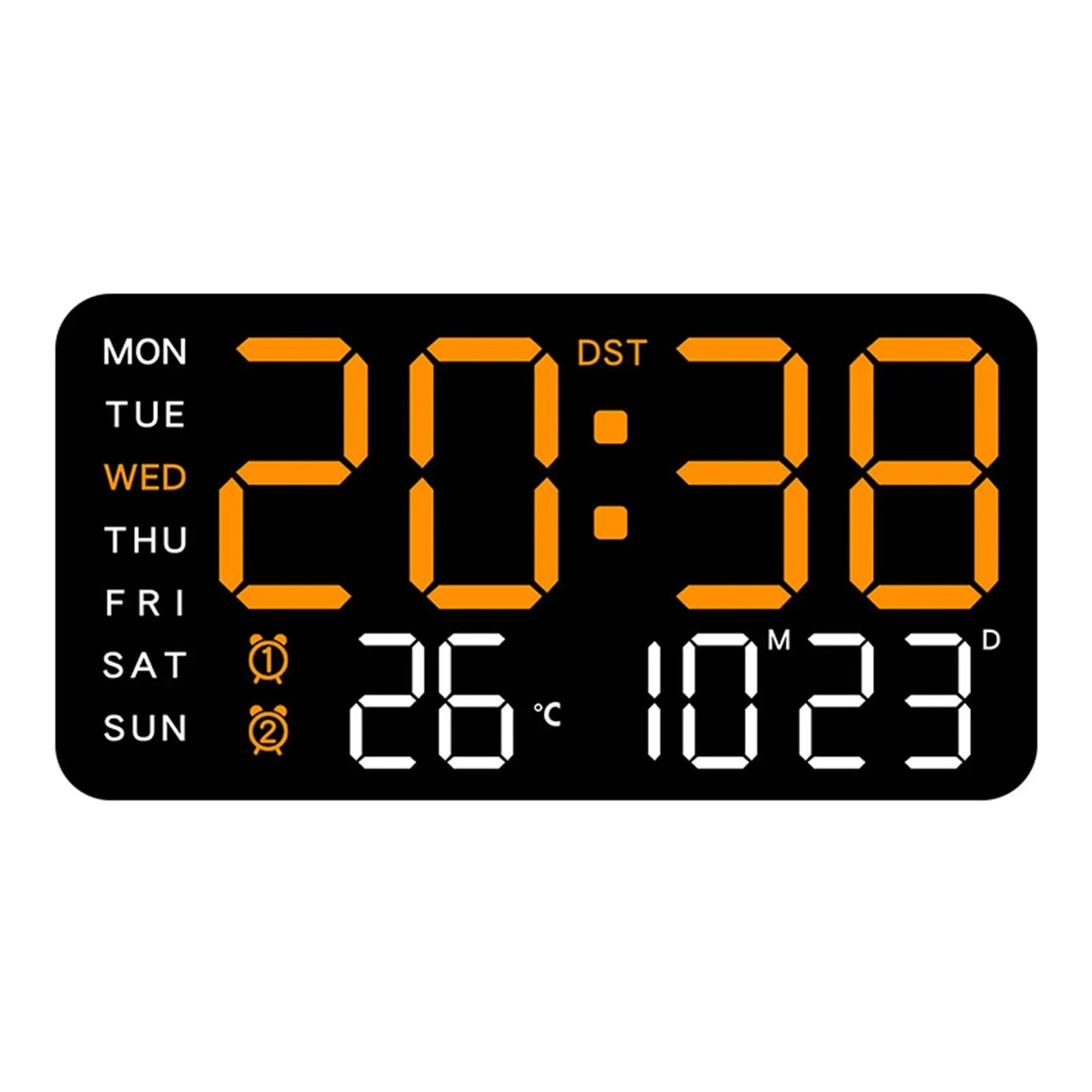 Big Number LED Wall Clock with Date and Temp