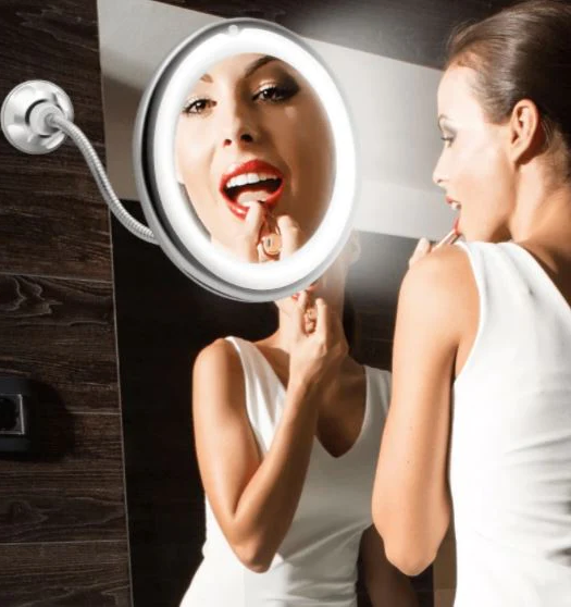 Bright LED Makeup Mirror with Flexible Neck for Closeup Beauty - Luxicro