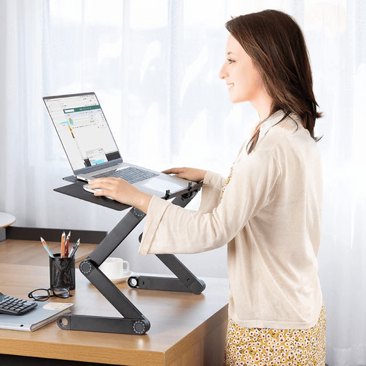 Adjustable Aluminum Laptop Stand with Removable Mouse Tray - Luxicro