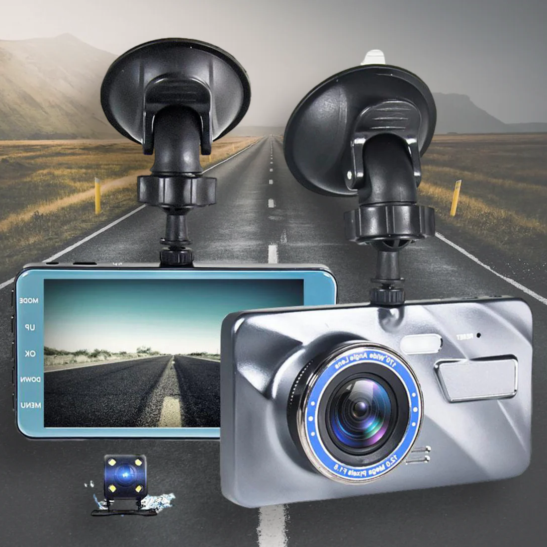 HD Car Dash Cam with Night Vision and Rear View - Luxicro