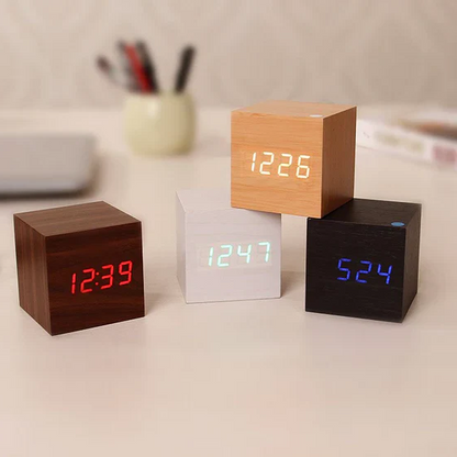 Rustic Wooden LED Display Wall Clock