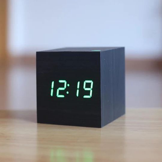 Rustic Wooden LED Display Wall Clock