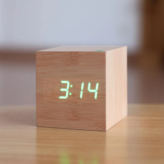 Rustic Wooden LED Display Wall Clock
