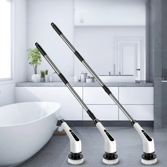 Cordless Spin Brush with 7 Interchangeable Heads and Long Handle - Luxicro