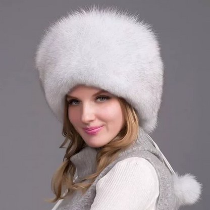 Warm Luxury Fur Winter Hat for Women with Earmuffs