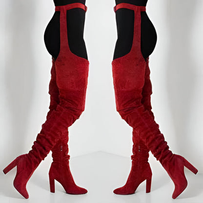Tall Suede Over Knee High Heel Boots