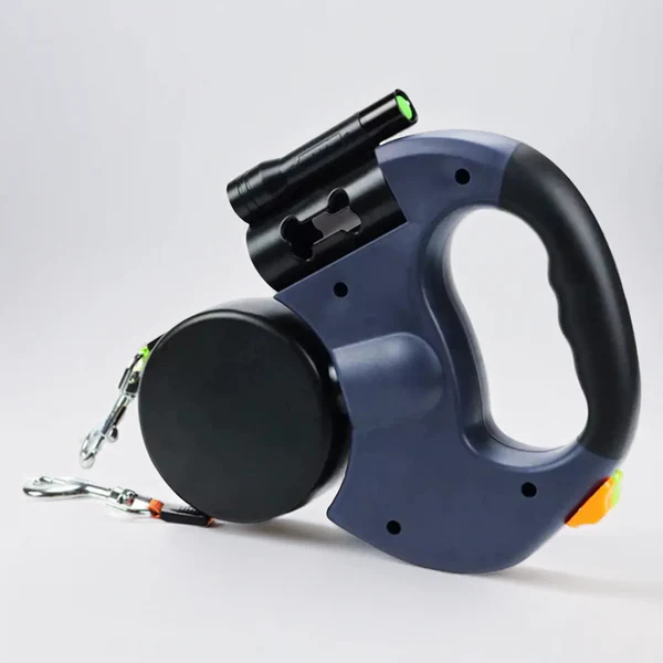 Convenient Dual Dog Leash with LED Light & Waste Bag Clip