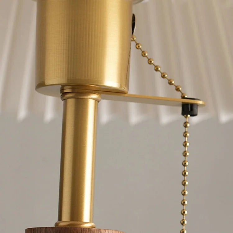 Traditional Wood Desk Lamp with Linen Shade