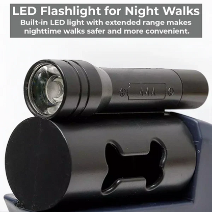 Convenient Dual Dog Leash with LED Light & Waste Bag Clip