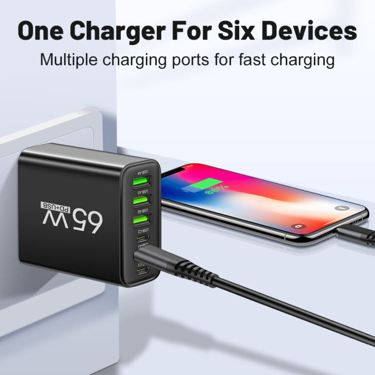 Fast 6 Port USB Charger for Home and Travel Use
