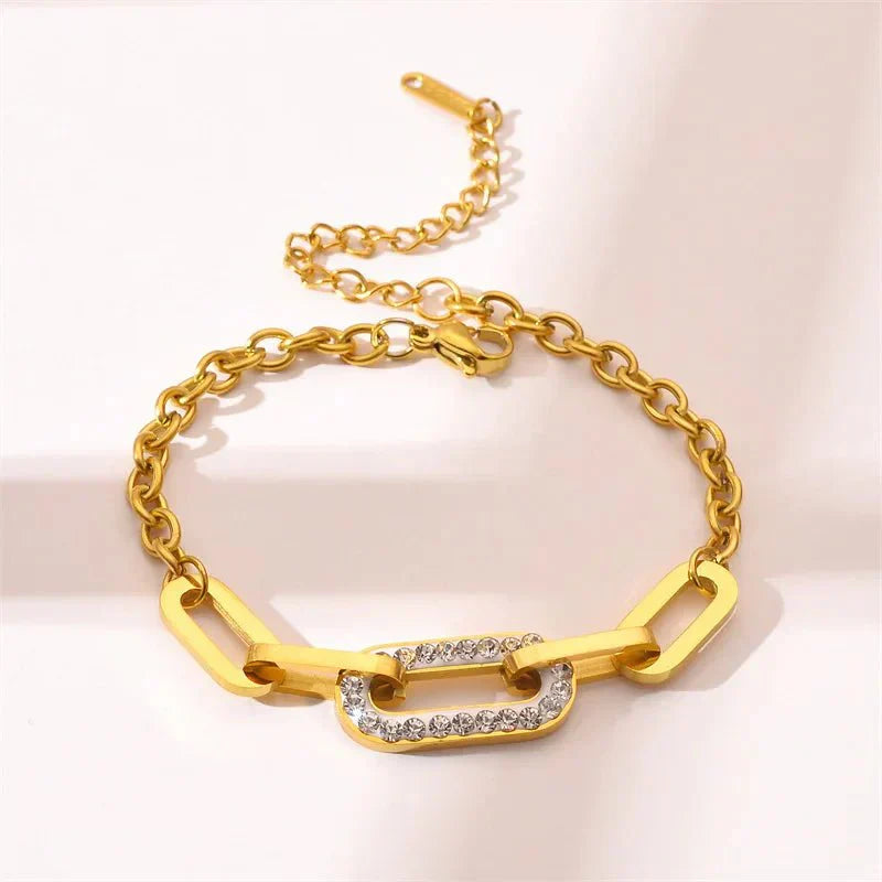 Shining Crystal Paperclip Link Bracelet - Luxicro