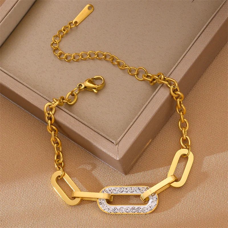 Shining Crystal Paperclip Link Bracelet