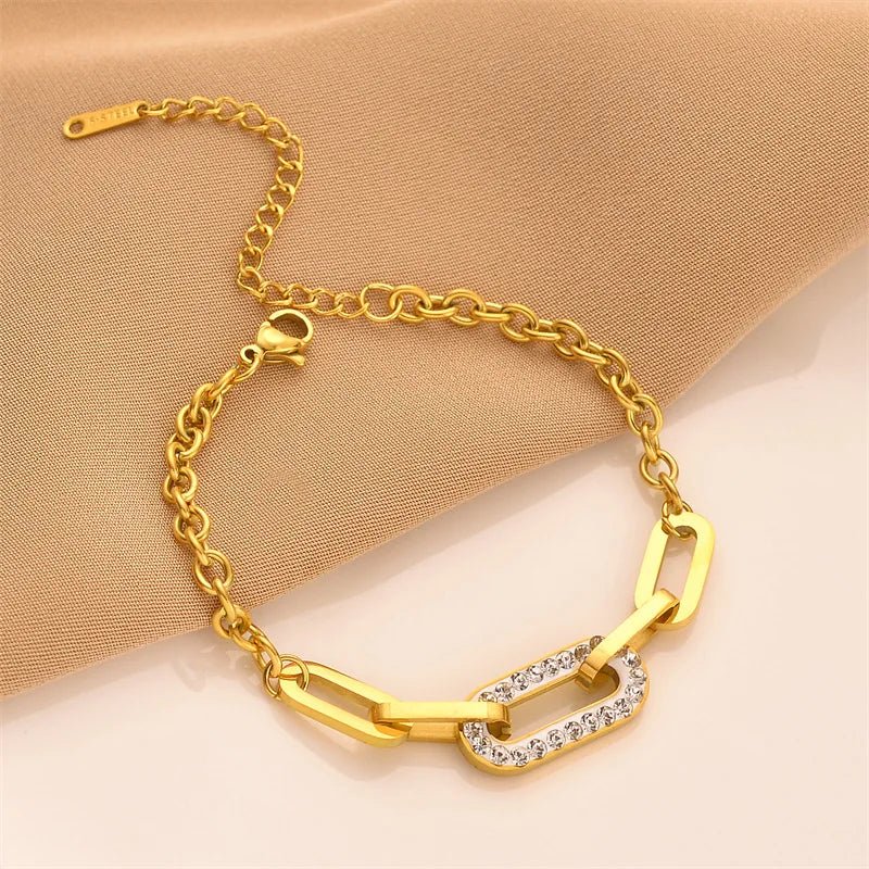 Shining Crystal Paperclip Link Bracelet
