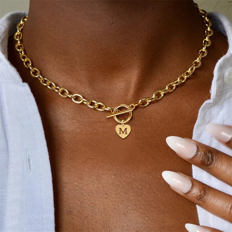 Personalized Initial Heart Pendant Necklace - Luxicro