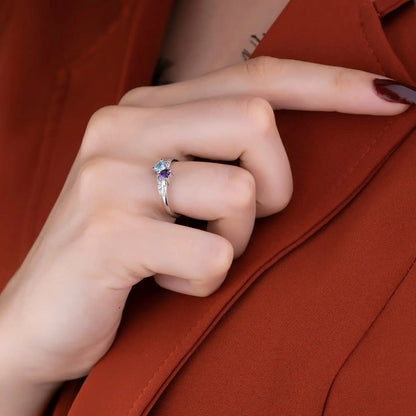 Personalized Heart Shaped Birthstone Name Ring - Luxicro