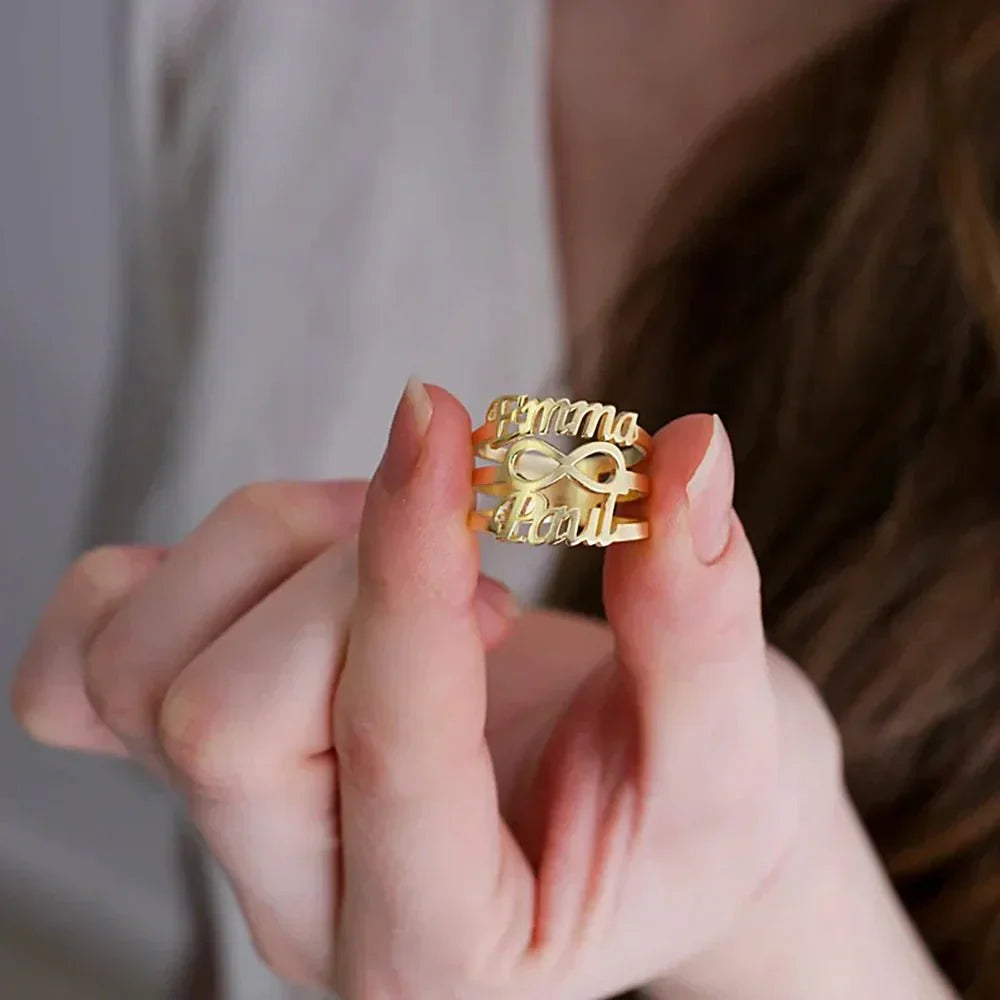 Personalized His Hers Infinity Band Ring