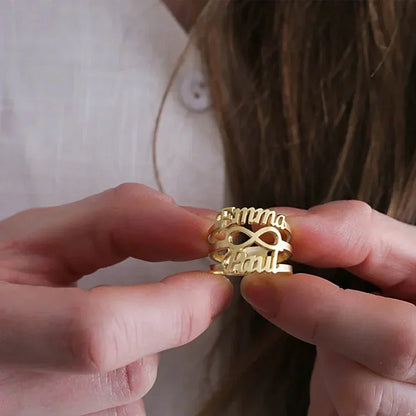 Personalized His Hers Infinity Band Ring