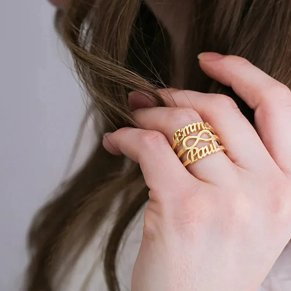 Personalized His Hers Infinity Band Ring - Luxicro