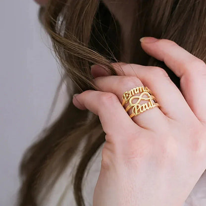 Personalized His Hers Infinity Band Ring - Luxicro