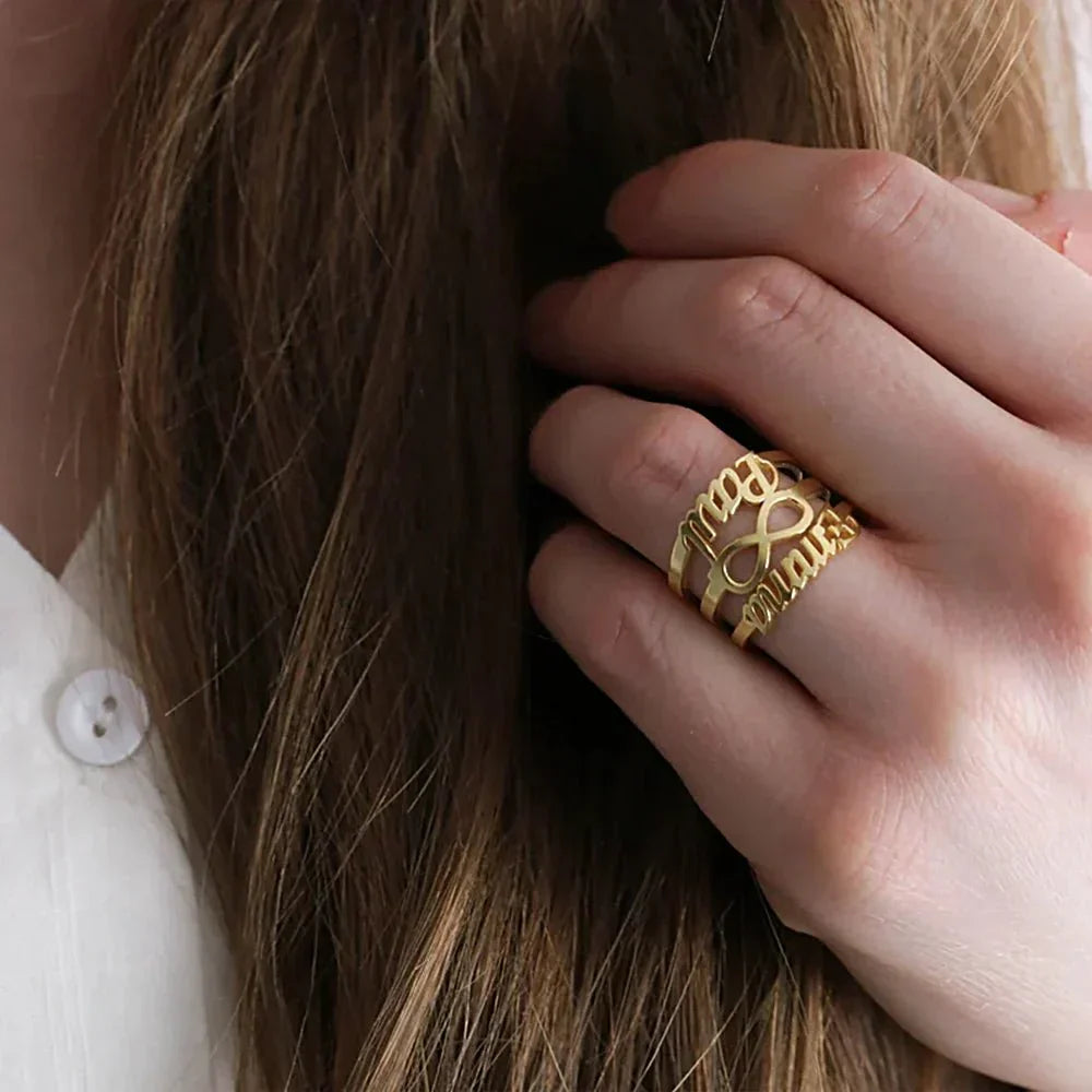 Personalized His Hers Infinity Band Ring