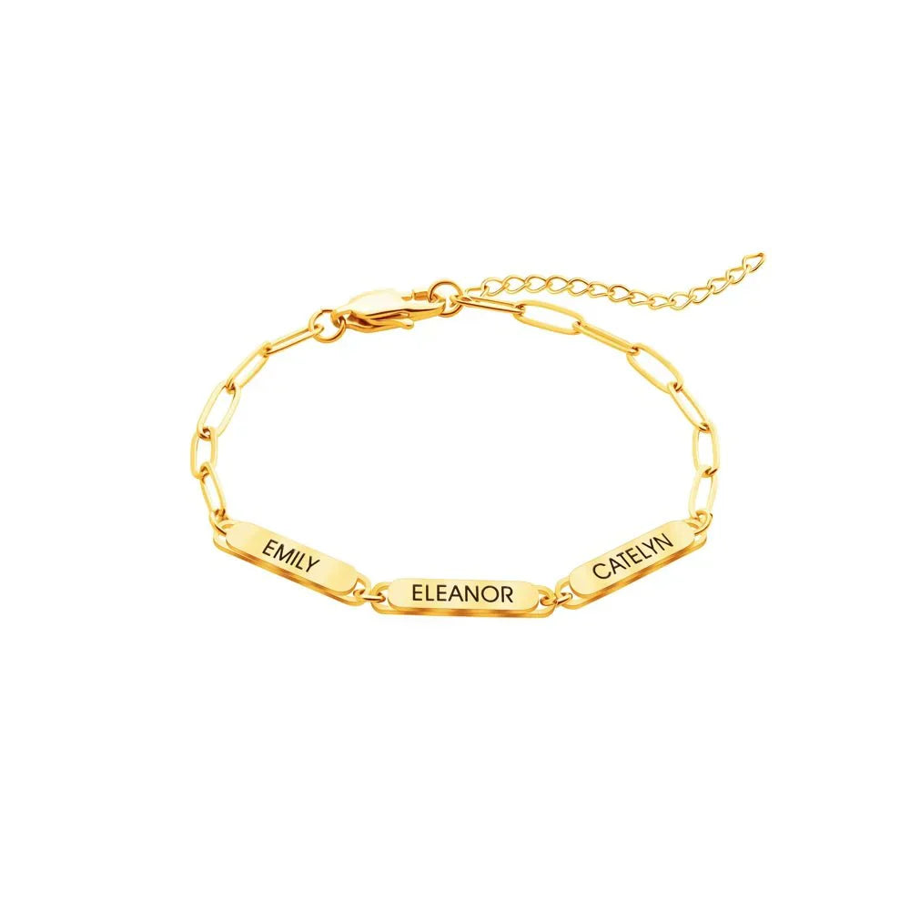 Personalized Engraved Name Clip Charm Bracelet