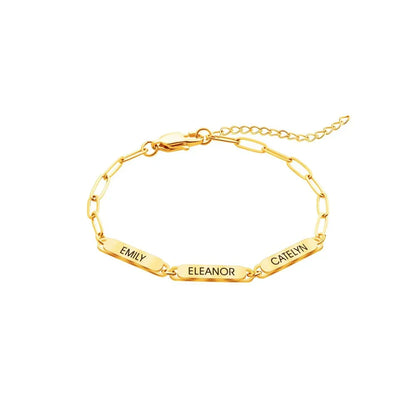 Personalized Engraved Name Clip Charm Bracelet