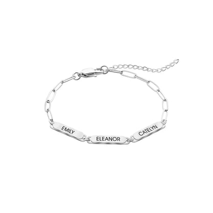 Personalized Engraved Name Clip Charm Bracelet