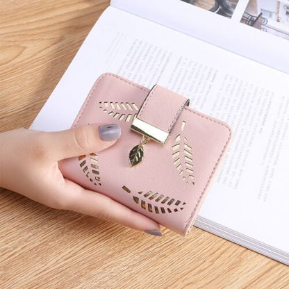 Premium Leather Wallet with Leaf Accent