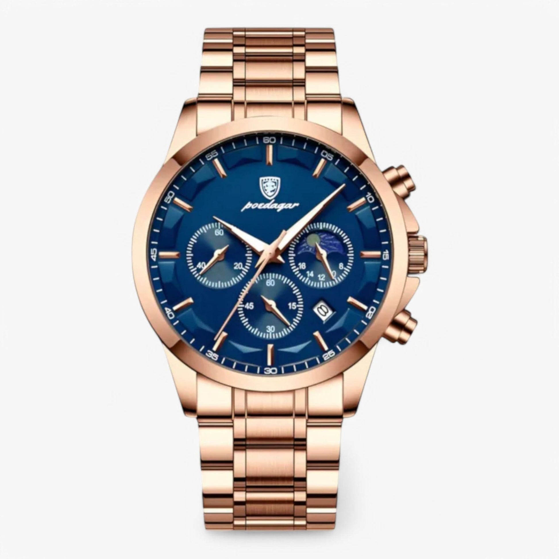 Classic Men's Leather Chrono Watch with Date - Luxicro