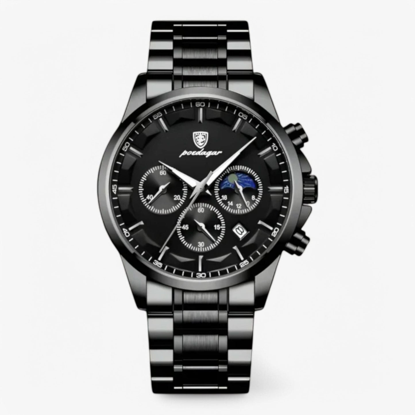 Classic Men's Leather Chrono Watch with Date