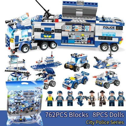 Big Police Car Lego Building Toy Set For Kids