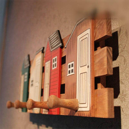 Traditional Oak Hanging Coat Rack - Luxicro