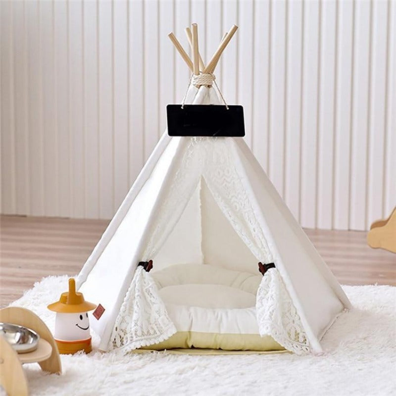 Cozy Pet Teepee with Soft Dog Bed - Luxicro