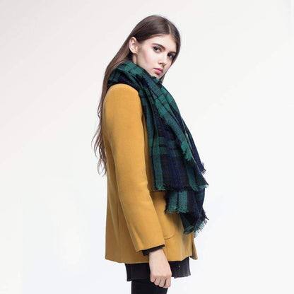 Warm Plaid Knitted Ladies Winter Scarf - Luxicro