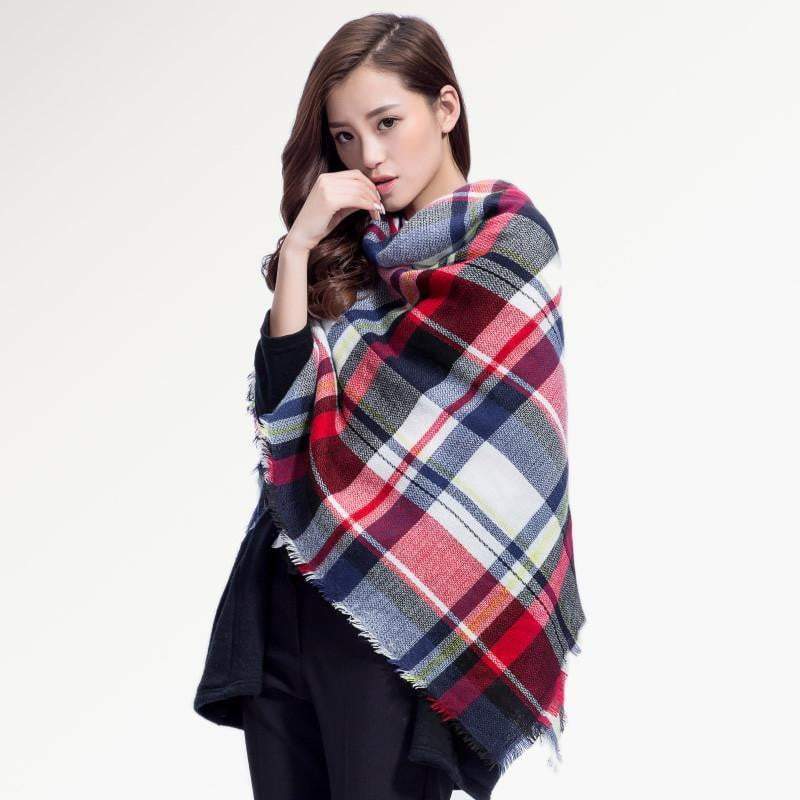 Warm Plaid Knitted Ladies Winter Scarf