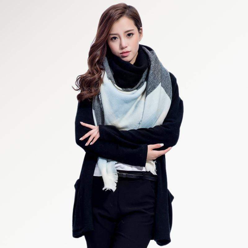Warm Plaid Knitted Ladies Winter Scarf