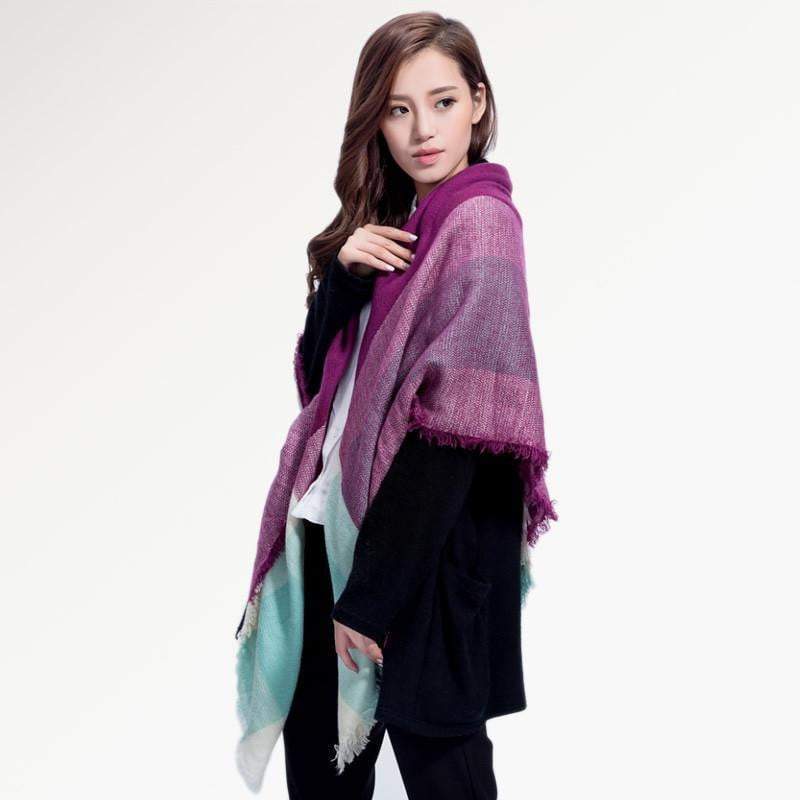 Warm Plaid Knitted Ladies Winter Scarf