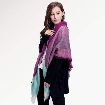 Warm Plaid Knitted Ladies Winter Scarf