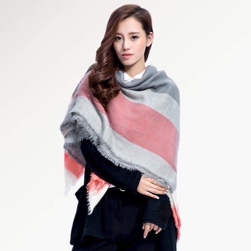 Warm Plaid Knitted Ladies Winter Scarf