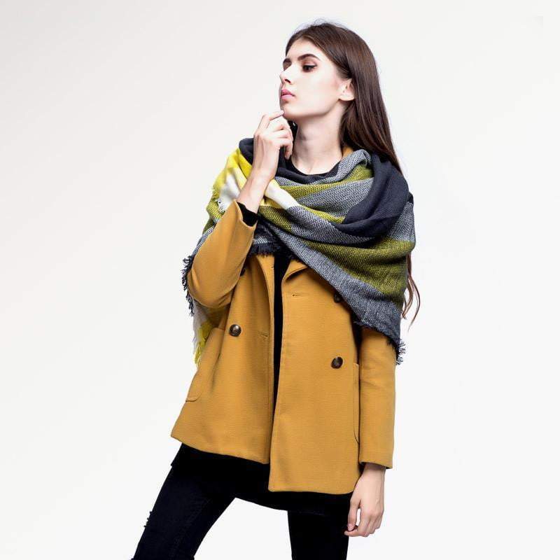 Warm Plaid Knitted Ladies Winter Scarf