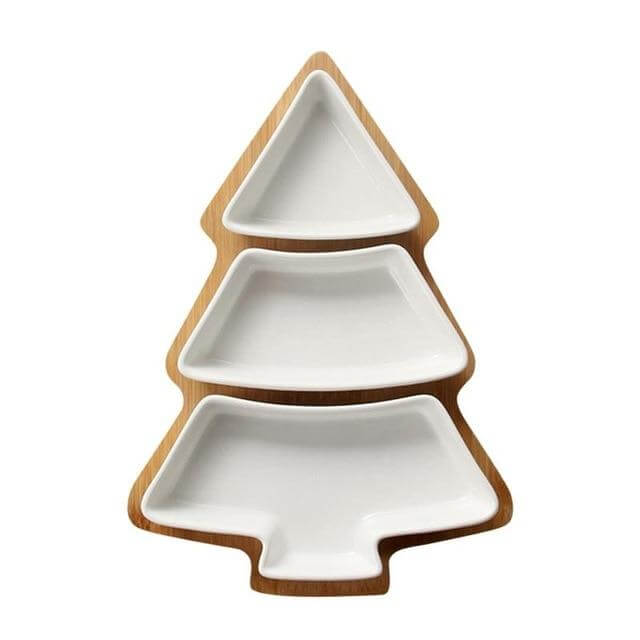 Decorative Christmas Dinner Plates With Wood Stand