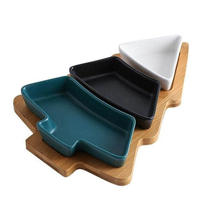 Decorative Christmas Dinner Plates With Wood Stand